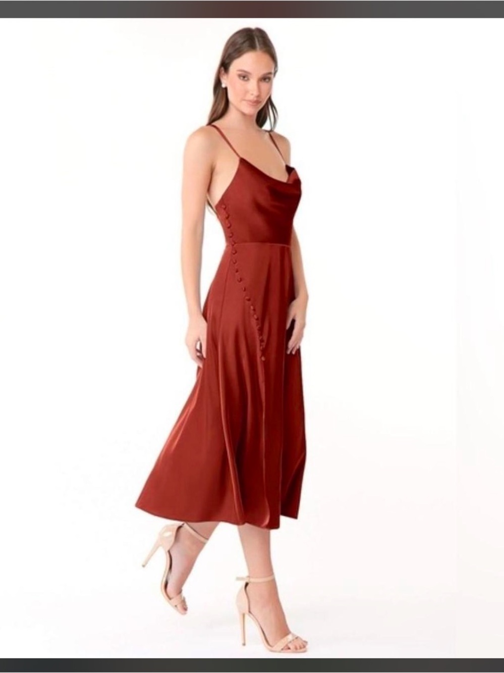 Burnt Orange Azazie Dress With Tie Back